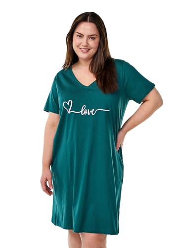 Zizzi Damen-Nachthemd in großen Größen aus Baumwolle, Kurze Ärmel, Größe Gr XL June Bug Love von Zizzi