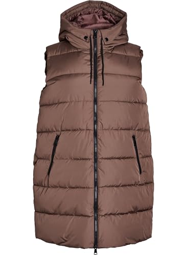 Zizzi Damen Plus Größe Weste Reißverschluss Kapuze Taschen Größe Gr L Coffee Quartz von Zizzi