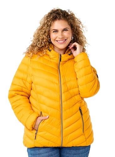 Zizzi Damen Plus Size Jacke mit Kapuze Taschen Gesteppt Größe Gr L Golden Orange Plus Size Damen Kleidung von Zizzi