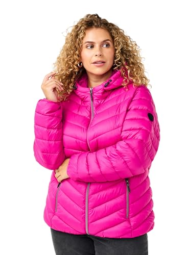 Zizzi Damen Plus Size Jacke mit Kapuze Taschen Gesteppt Größe Gr M Fuchsia Red Plus Size Damen Kleidung von Zizzi