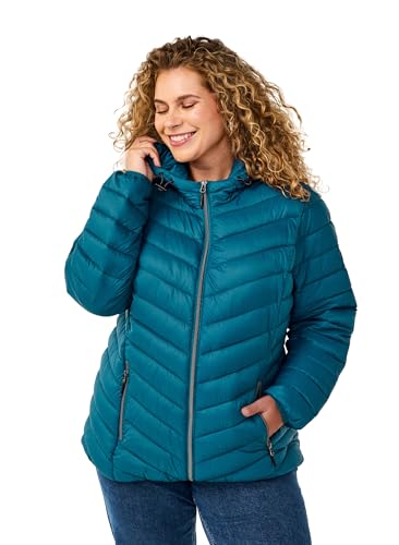 Zizzi Damen Plus Size Jacke mit Kapuze Taschen Gesteppt Größe Gr S Legion Blue Plus Size Damen Kleidung von Zizzi