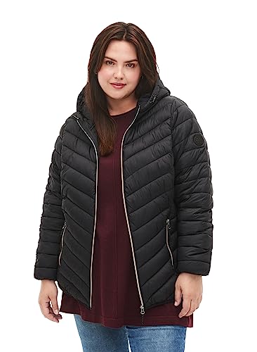 Zizzi Damen Plus Size Jacke mit Kapuze Taschen Gesteppt Größe Gr S (42/44) Black Plus Size Damen Kleidung von Zizzi