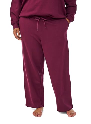 Zizzi Damen Plus-Size Sweatpants aus Baumwolle mit Taschen, Größen 42–60 Gr XL Mauve Wine von Zizzi