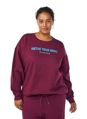 Zizzi Damen Plus Size Sweatshirt Print Baumwolle Größe 42–60 Gr XL Mauve Wine von Zizzi