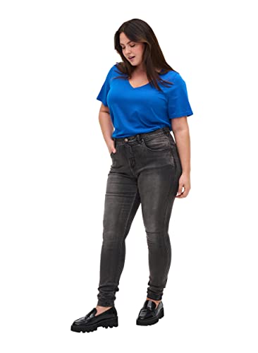 Zizzi Amy Damen Jeans Super Slim Jeanshose Stretch Hose Große Größen 42-56, Grau, 44 / 82 cm von Zizzi