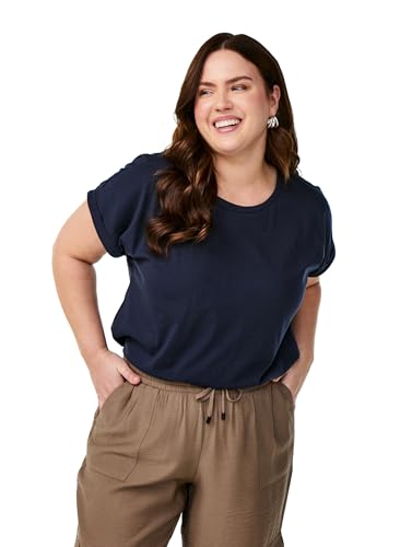 Zizzi Damen T-Shirt Große Größen Baumwolle Rundhalsausschnitt Größe Gr M Navy Blazer von Zizzi