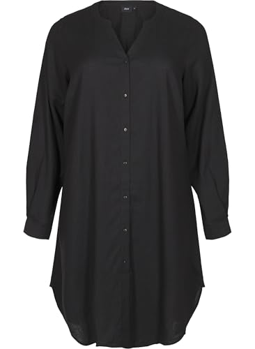 Zizzi Damen große Größen Hemd Knöpfe Leinen Viskose Größe Gr S Black von Zizzi
