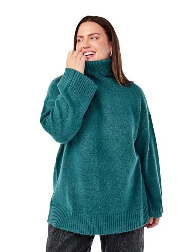 Zizzi Damen große Größen Strick Bluse Wolle Rollkragen Pullover Größen Gr M Atlantic Deep Mel. von Zizzi