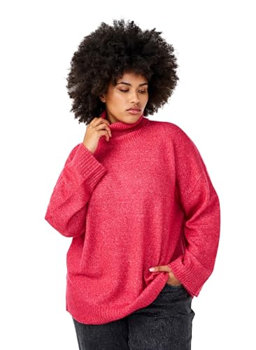 Zizzi Damen große Größen Strick Bluse Wolle Rollkragen Pullover Größen Gr M Virtual Pink Mel. von Zizzi