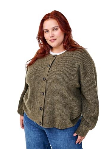 Zizzi Damen große Größen Strickjacke Strickwaren Knöpfe Wolle Größe Gr S Dusky Green Mel. von Zizzi