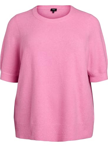 Zizzi Damen große Größen gestrickte Bluse Kurze Ärmel Größe Gr M Begonia Pink Mel. von Zizzi