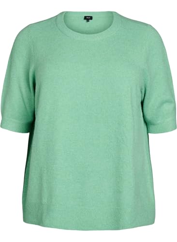 Zizzi Damen große Größen gestrickte Bluse Kurze Ärmel Größe Gr M L. Grass Green Mel. von Zizzi