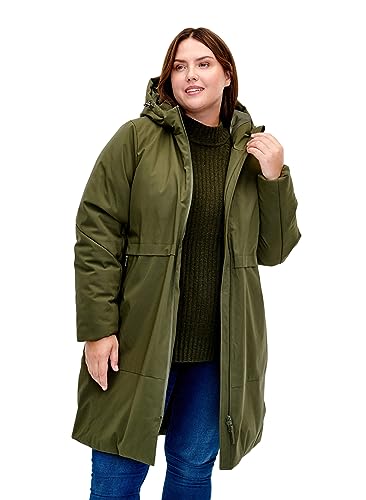 Zizzi Damen in großen Größen Winterjacke Kapuze Reißverschluss Größe 46-48 Forest Night von Zizzi