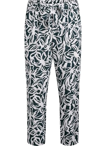 Zizzi Flash Damen Große Größen Hosen Hohe Taille Viskose Größe 42–60 Gr XL Scarab w. White von Zizzi