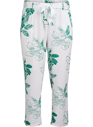 Zizzi Flash Damen Große Größen Hosen Hohe Taille Viskose Größe 42–60 Gr XXXL Green Flower von Zizzi
