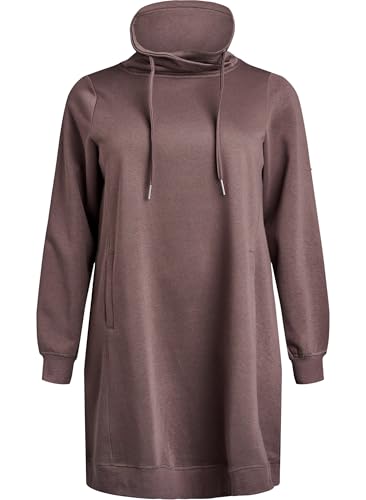 Zizzi Flash Damen Große Größen Sweatshirtkleid Taschen Größen Gr L Chocolate Brown von Zizzi