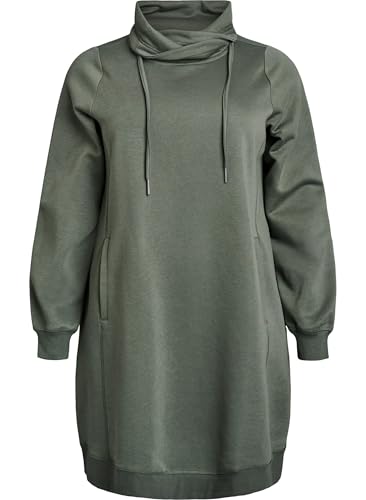 Zizzi Flash Damen Große Größen Sweatshirtkleid Taschen Größen Gr M Thyme von Zizzi