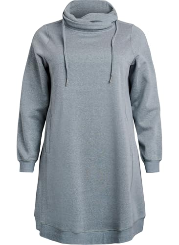 Zizzi Flash Damen Große Größen Sweatshirtkleid Taschen Größen Gr XL Balsam Green Melange von Zizzi