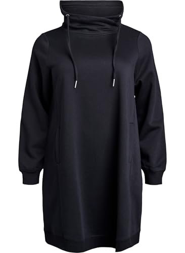 Zizzi Flash Damen Große Größen Sweatshirtkleid Taschen Größen Gr XXL Black von Zizzi