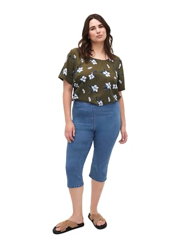 Zizzi Flash by Damen Große Größen 3/4 Jeans Eng anliegend Gr Gr XL Light Blue Denim von Zizzi