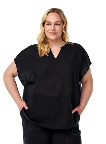 Zizzi Flash by Damen Große Größen Bluse Cap Sleeves Baumwolle Größe 42 60 Gr S Black von Zizzi