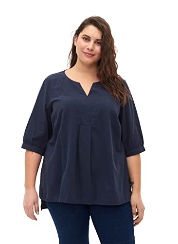 Zizzi Flash by Damen Große Größen Bluse Kurze Ärmel Baumwolle Gr 42-44 Navy Blazer von Zizzi