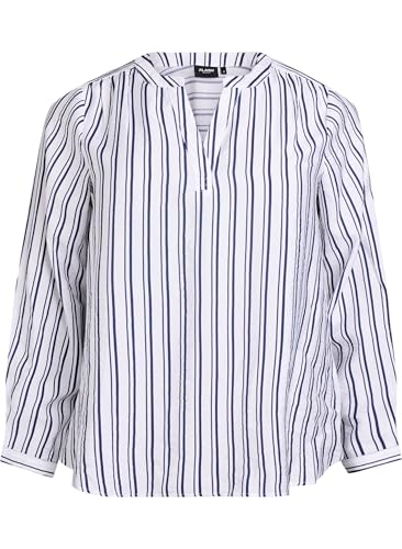 Zizzi Flash by Damen Große Größen Bluse Lange Ärmel Größe Gr L White w. Navy B. von Zizzi