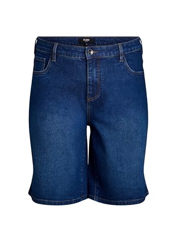 Zizzi Flash by Damen Große Größen Denim Shorts Weiter Schnitt Größe Gr 48 Dark Blue Denim von Zizzi