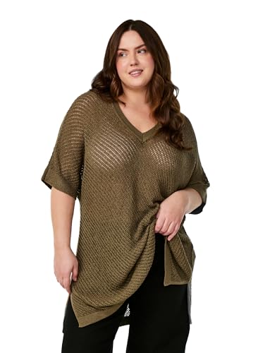 Zizzi Flash by Damen Große Größen Gestrickt Bluse Kurzarm Größe Gr L Dusky Green von Zizzi