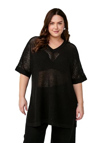 Zizzi Flash by Damen Große Größen Gestrickt Bluse Kurzarm Größe Gr M Black von Zizzi