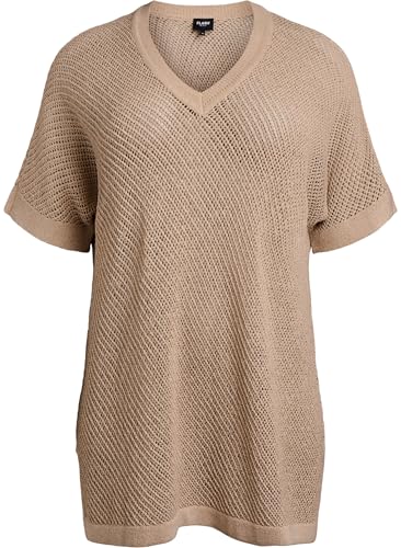 Zizzi Flash by Damen Große Größen Gestrickt Bluse Kurzarm Größe Gr M Natural von Zizzi
