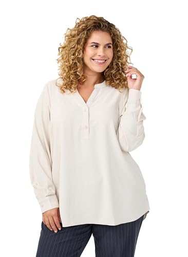 Zizzi Flash by Damen Große Größen Hemdbluse Lange Ärmel Größen Gr M Pumice Stone von Zizzi