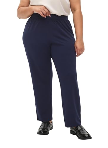 Zizzi Flash by Damen Große Größen Hose Einfarbig Straight Fit Gr Gr XL Black Iris von Zizzi