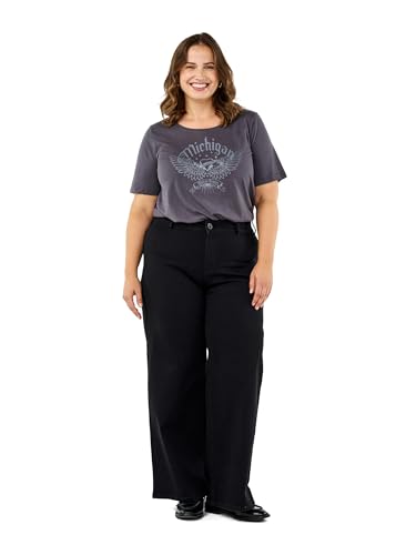 Zizzi Flash by Damen Große Größen Jeans Weite Beine Hohe Taille Größe Gr 56/82 cm Black von Zizzi