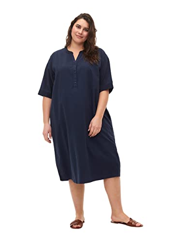 Zizzi Flash by Damen Große Größen Kleid Baumwolle Kurze Ärmel Gr 46-48 Navy Blazer von Zizzi