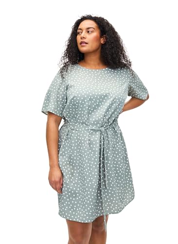 Zizzi Flash by Damen Große Größen Kleid Kurze Ärmel Gürtel Größe 42–60 Gr XL Iceberg Green Dot von Zizzi
