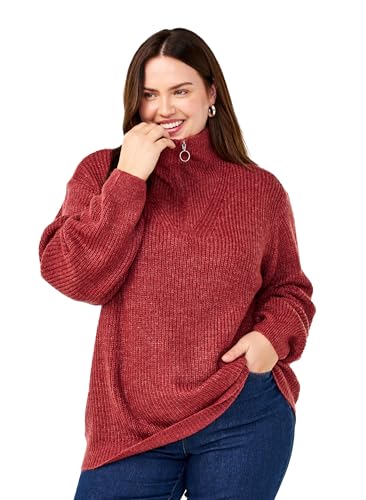 Zizzi Flash by Damen Große Größen Pullover Reißverschluss Größe Gr S Merlot Mel. von Zizzi