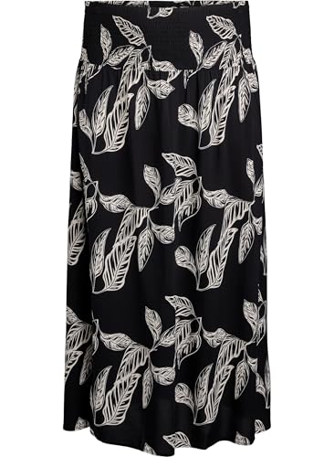 Zizzi Flash by Damen Große Größen Rock Maxi Viskose Größe Gr L Black Leaf von Zizzi