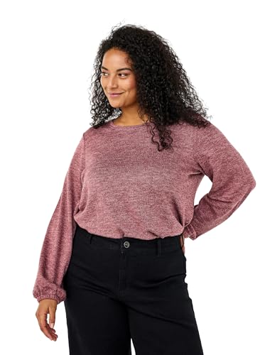 Zizzi Flash by Damen Große Größen Rundhals Bluse Größe Gr M Rose Brown Melange von Zizzi