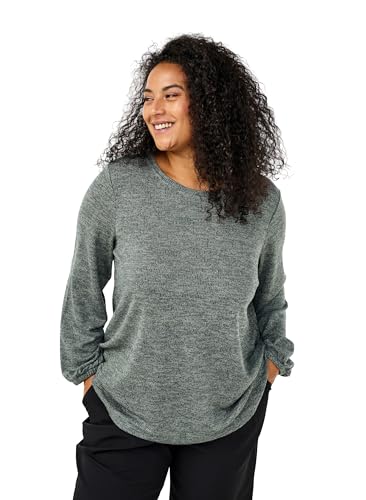 Zizzi Flash by Damen Große Größen Rundhals Bluse Größe Gr XXL Balsam Green Melange von Zizzi