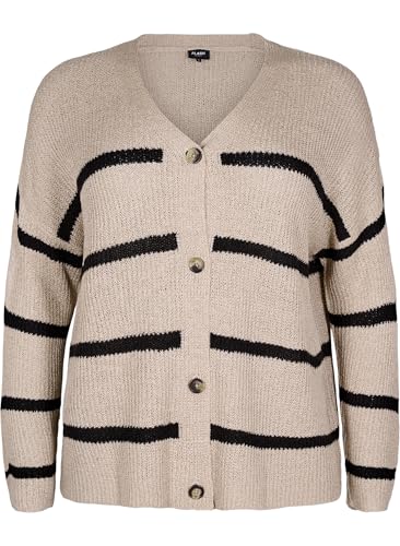Zizzi Flash by Damen Große Größen Strickjacke Kurze Strickwaren Größe Gr S Natural w. Black von Zizzi