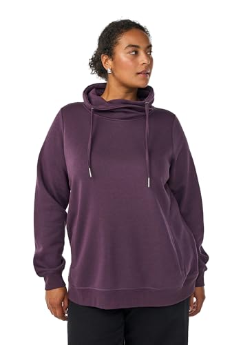 Zizzi Flash by Damen Große Größen Sweatshirt mit Taschen Größe Gr L Plum Perfect von Zizzi