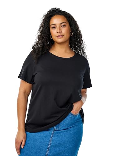Zizzi Flash by Damen Große Größen T-Shirt 2er-Pack Rundhals Größe Gr M Black/Black von Zizzi