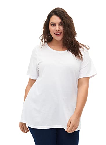 Zizzi Flash by Damen Große Größen T-Shirt 2er-Pack Rundhalsausschnitt Gr 42-44 White/Black von Zizzi