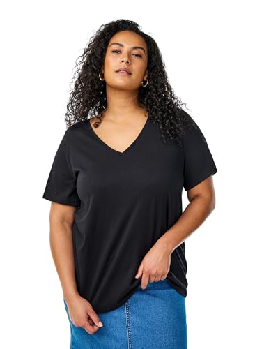 Zizzi Flash by Damen Große Größen T-Shirt 2er-Pack V-Ausschnitt Größe Gr M Black/Black von Zizzi