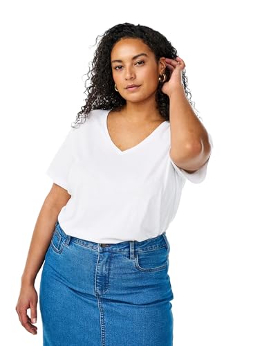 Zizzi Flash by Damen Große Größen T-Shirt 2er-Pack V-Ausschnitt Größe Gr M Black/White von Zizzi