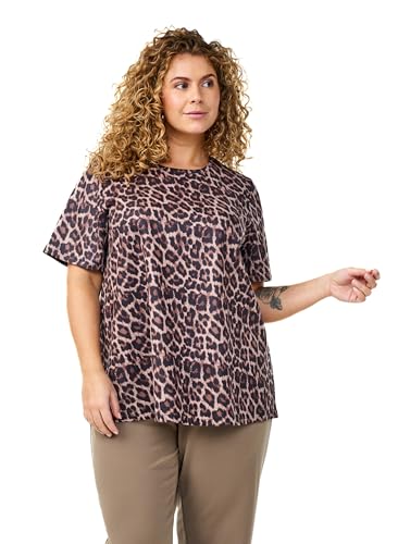 Zizzi Flash by Damen Große Größen T-Shirt Rundhals Aufdruck Größe 42–60 Gr M Leo AOP von Zizzi