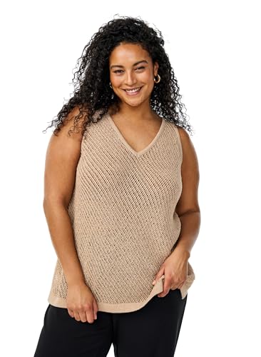 Zizzi Flash by Damen Große Größen Top-Strickwaren V-Ausschnitt Größe Gr L Natural von Zizzi