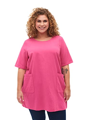 Zizzi Flash by Damen Große Größen Tunika Baumwolle 1/2 Ärmel Gr 42-44 Raspberry Rose von Zizzi
