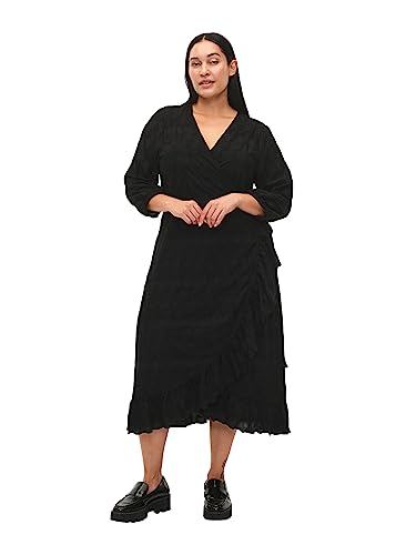 Zizzi Flash by Damen Großen Größen Wickelkleid 3/4-Ärmeln Größe 46-48 Black von Zizzi